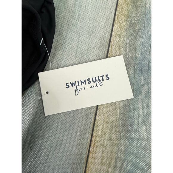 Swimsuits For All Black One Piece NEW Bathing Suit Sarong Front Size 14 - Picture 11 of 11